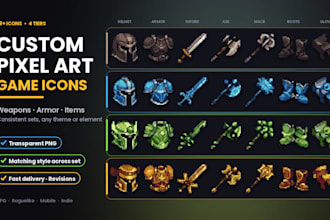 pixel art icons item logo weapon game UI sprite game asset for pixel art game
