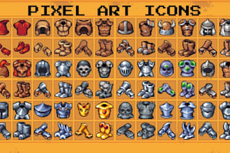 pixel art icons item logo weapon game UI sprite game asset for pixel art game