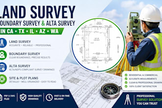 do land survey boundary survey and alta survey in ca tx il az wa