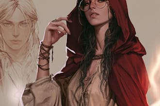 draw your dnd character art, portrait, fantasy illustratio