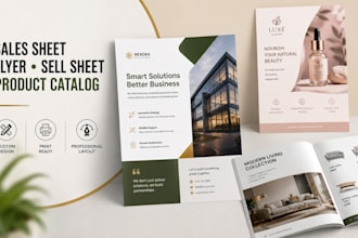 design sales sheet, flyer, sell sheet, product catalog design