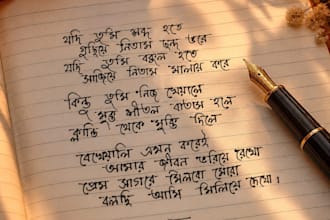 do beautiful handwriting in bengali, english and hindi