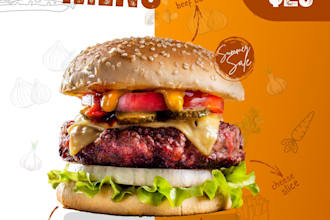 design professional food, restaurant and burger flyers