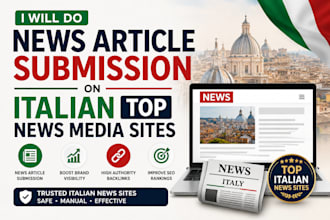 do news article submission on italian top news media sites