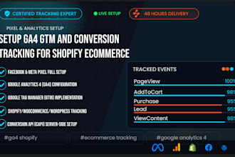 setup ga4, google tag manager and ecommerce tracking for shopify