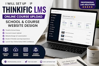 setup thinkific lms online course upload school and course website design