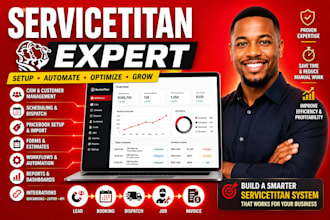 setup and automate servicetitan CRM, pricebook, forms and workflows