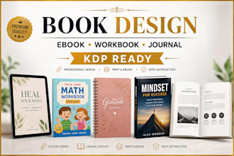 do ebook design, educational workbook and journal design textbook design for kdp