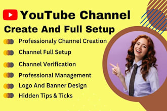 create and set up high quality youtube channel logo, banner and SEO