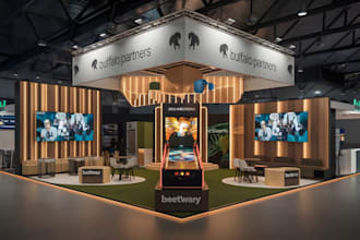 design a professional trade show booth, exhibition stand, and expo booth