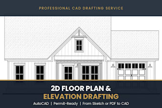autocad 2d floor plan drafting and architectural permit drawing
