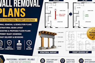 design wall removal plans with structural permit drawings