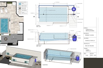 review stamp swimming pool plans, design pool layouts, and prepare cad drawings