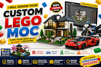 design a custom 3d lego moc bricklink studio files xmi part list bike car