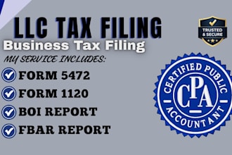 prepare and file form 5471, 5472, 1120, fbar and fatca for foreign owned llc