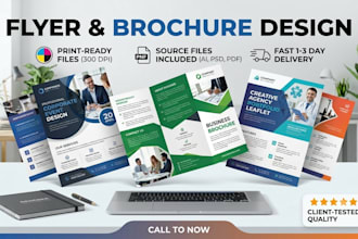 design professional business flyer and trifold brochure