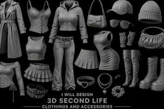 design 3d second life clothing outfit accessorie for avatar virtual fashion item