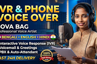 record a professional indian female IVR voiceover