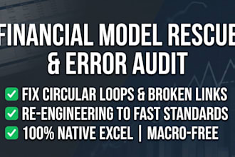 fix excel errors, circular loops, and audit financial model