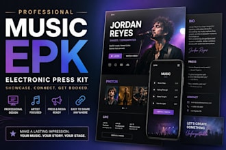 design a professional music epk electronic press kit for artists