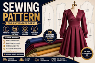 create sewing patterns, pattern grading, and digital clothing patterns