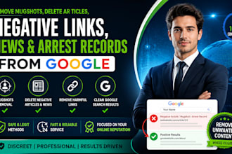 remove mugshots delete articles negative links news arrest records from google