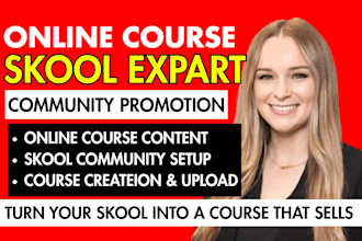 setup skool online course, skool online community, skool course creation