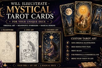 illustrate mystical tarot cards for your unique deck