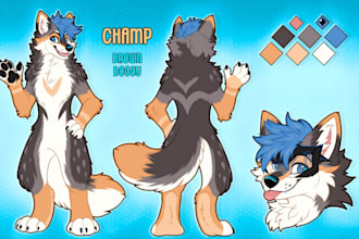 create a furry reference sheet, fursona ref sheet and character design