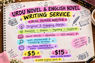 write urdu and english fiction stories and novels