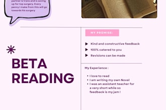 beta read and provide detailed feedback within a time frame discussed