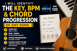 identify the key, bpm, and chord progression of your song