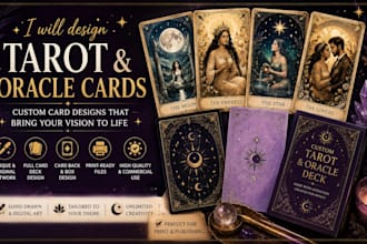 create detailed line art tarot and oracle card llustration