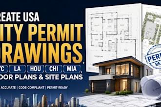 create USA city permit drawings NYC la hou chi mia, floor plans and site plans