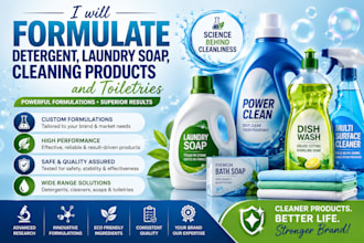 formulate detergent, laundry soap, cleaning products and toiletries