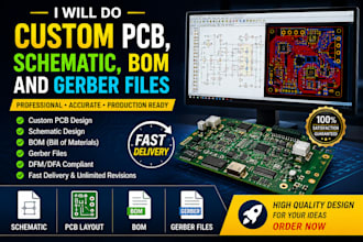 do custom pcb, schematic, bom and gerber files