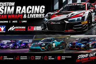 make custom sim racing car wraps liveries for iracing acc and lmu