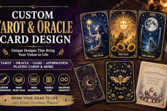 design custom tarot cards, oracle cards and mystical card deck illustrations