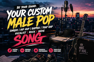 be your custom male pop singer hip hop rapper trap rap vocalist rock indie song
