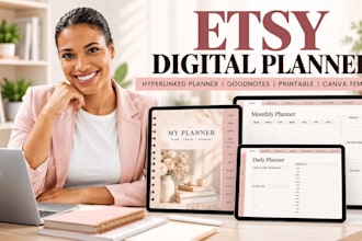 design etsy digital planner hyperlinked planner digital products