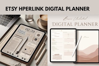 design etsy digital planner hyperlinked planner digital products