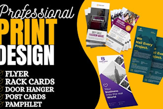 design modern professional flyer, dl flyer, door hanger, postcard and brochure