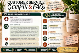 create customer service scripts and faqs
