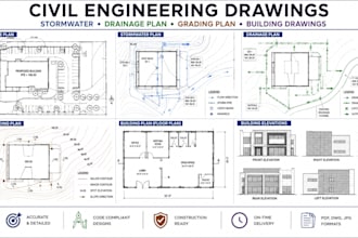 design civil engineering, stormwater, drainage, grading and building plans