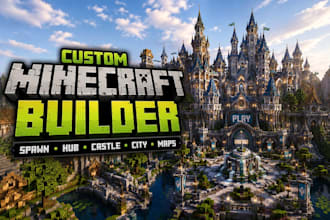 build custom minecraft server spawn, hub, lobby, castle, village, city map, smp