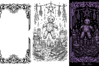 design spiritual tarot, oracle, gothic and divination card decks, deck artwork