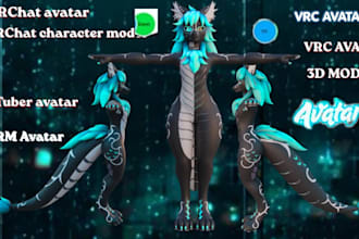 design furry or anthro vrchat avatar fursona facial rig nsfw vrc anime 3d model