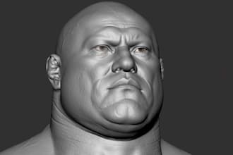 create 3d head bust model, head sculpt and 3d modeling for 3d printing