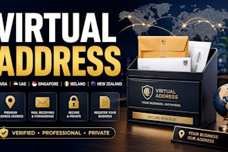provide a verified virtual address in USA, uae, singapore, ireland, new zealand