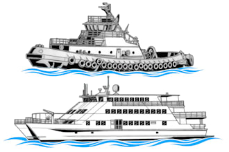 draw vector line art from your boat, yacht, or any ship for your